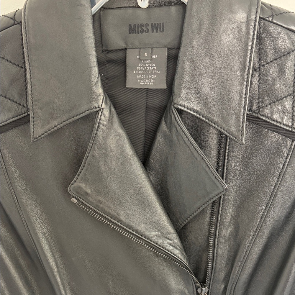 Miss Wu Women's Black Leather Jacket - Picture 5 of 9